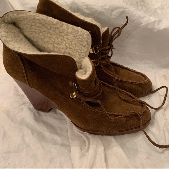 Michael Kors lace up suede sherpa ankle booties - Picture 2 of 8